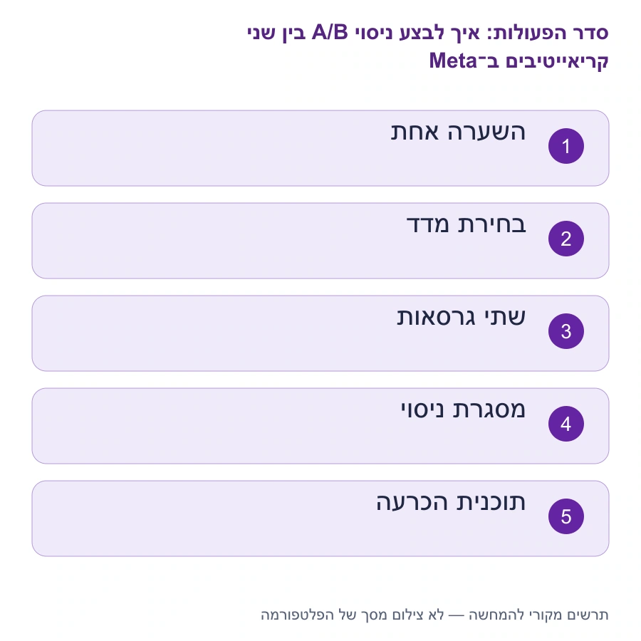 מפת השלבים: איך לבצע ניסוי A/B בין שני קריאייטיבים ב־Meta