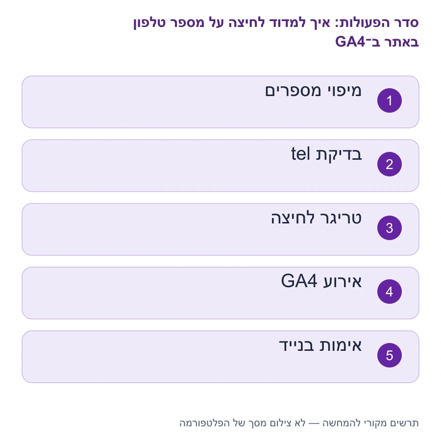 מפת השלבים: איך למדוד לחיצה על מספר טלפון באתר ב־GA4